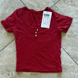 Brandy Melville Burgundy Short Sleeve Tee one size fits all